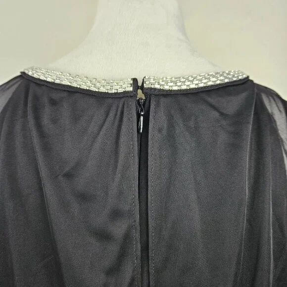 R&M Richards Womens Elegant Dress Plus 20W Black Sheer Capelet Evening Cocktail - Picture 9 of 16